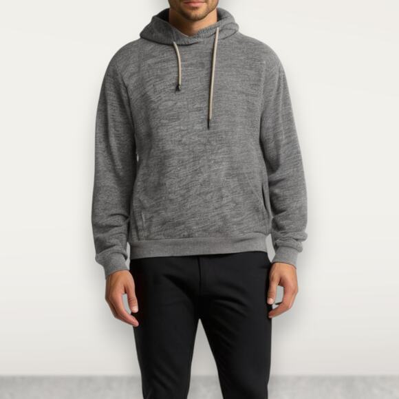 John Elliott Men's Size 1 Heather Gray Drawstring Beach Hoodie Sweatshirt Lounge